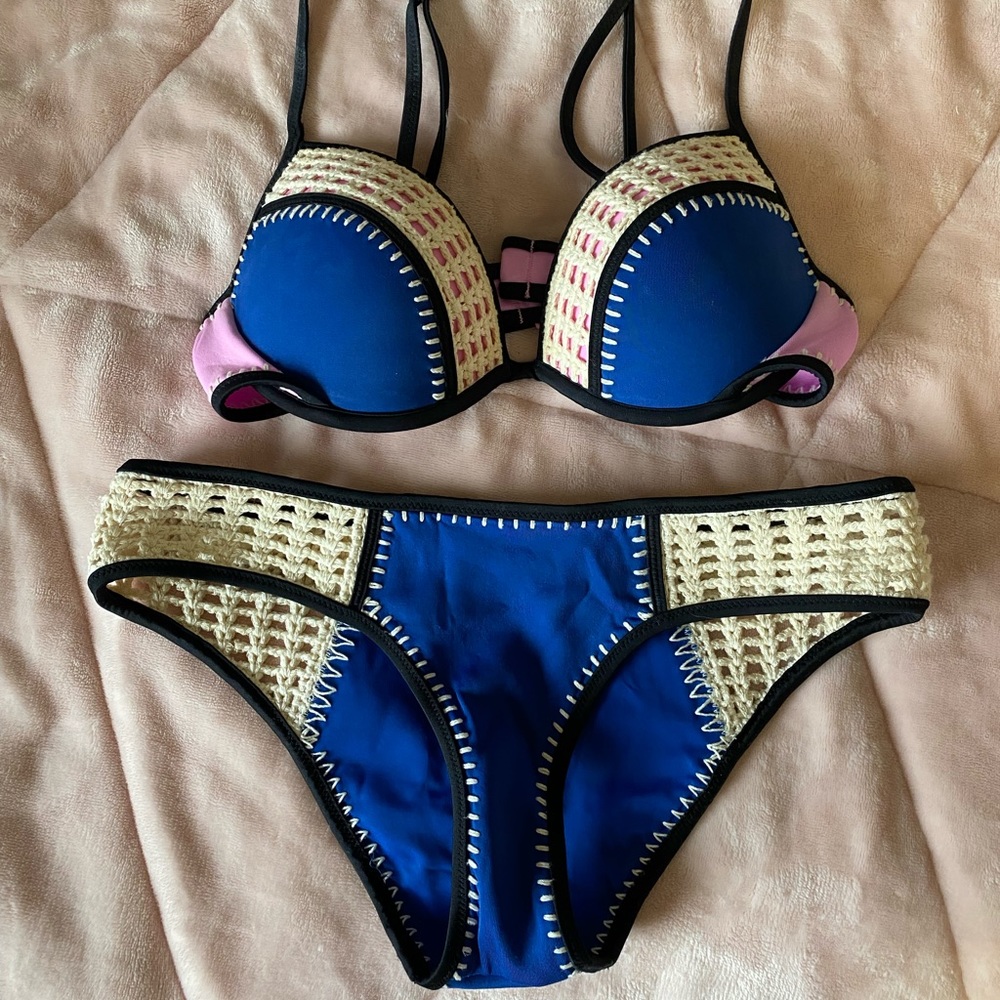 Size XS Blue & Cream Bikini